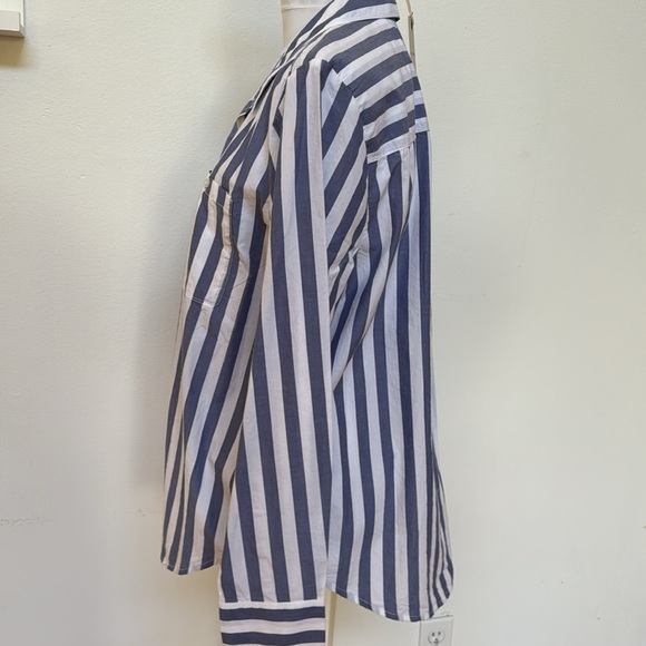 Lucky Brand🍀 Classic Poplin Blue & White Striped 100% Cotton Button Down 🥳HP🥳 - Picture 3 of 7
